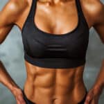 Sporty Woman With Great Abdominal Muscles Shows Stomach In Sportswear