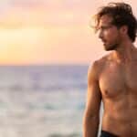 Man With Six Pack Abs Shirtless On Summer